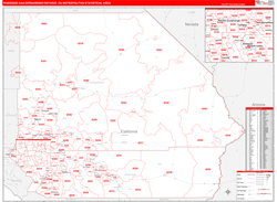 Riverside-San Bernardino-Ontario Metro Area Wall Map Red Line Style 2024